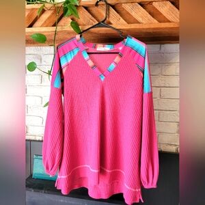 Southern Stitch Pink Knitted long sleeve blouse size M